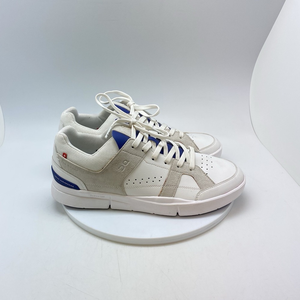 On The Roger Clubhouse Sneakers Mens 10 White Leather Tennis Athletic Shoes